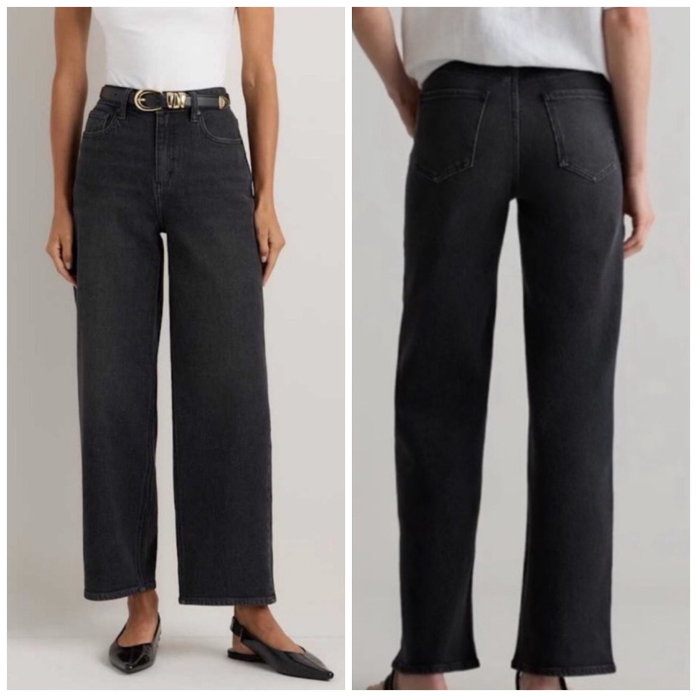 Quince Bella Stretch Relaxed Straight Jeans Charcoal Black